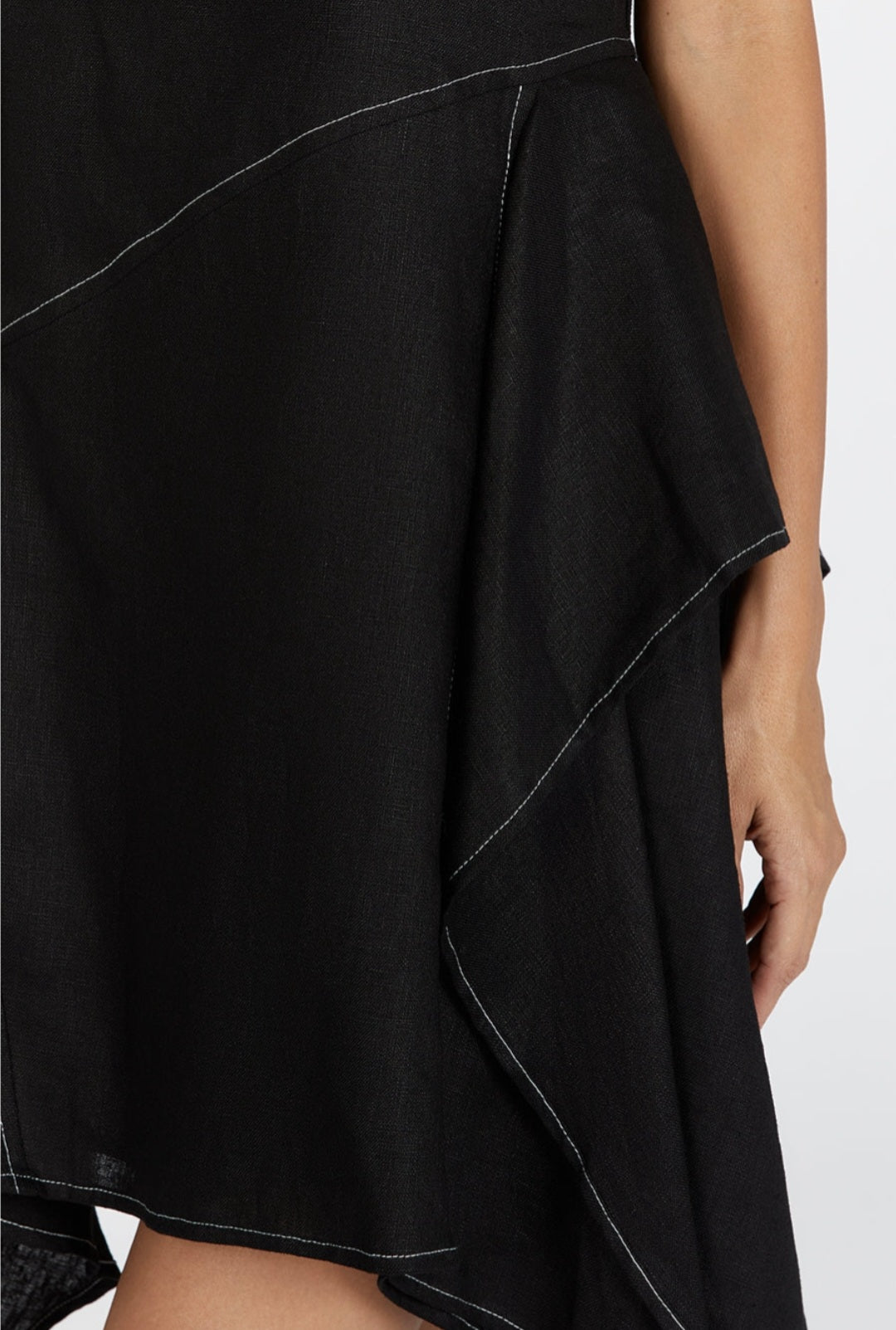 Black Linen Dress | Asymmetric Dress | Linen Dress | Linen Clothing | 100% Organic Linen