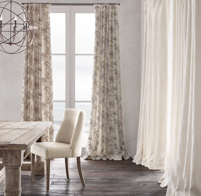 Luxury Heavy Linen Curtains | Custom Size & Lining Options | Pinch Pleat, French Pleat & Triple Pleat Styles | 280gsm Thick Linen | Neutral Printed | Single or Pair