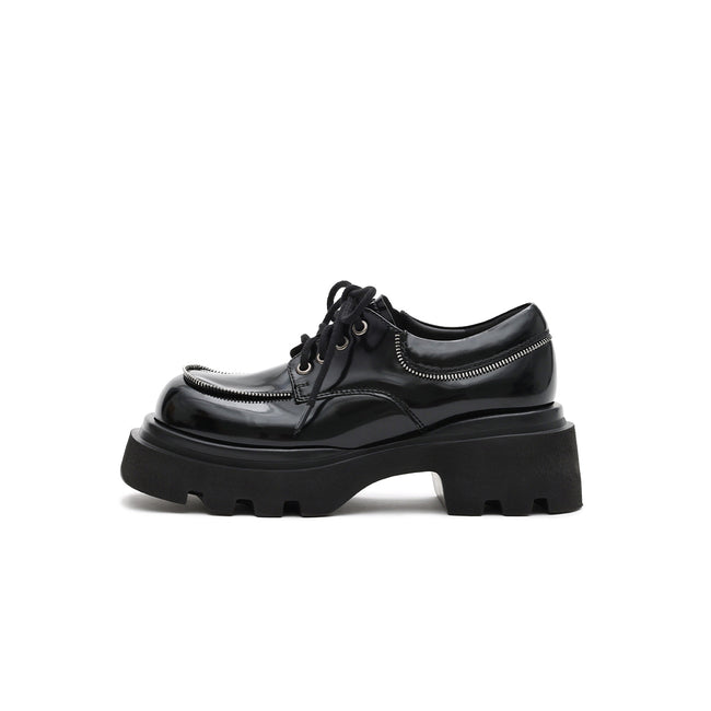 Versatile Chunky Round-Toe Leather Shoes-0