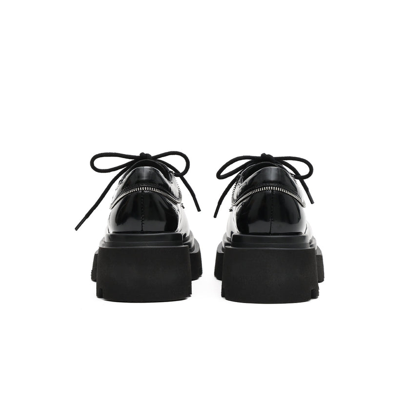 Versatile Chunky Round-Toe Leather Shoes-2