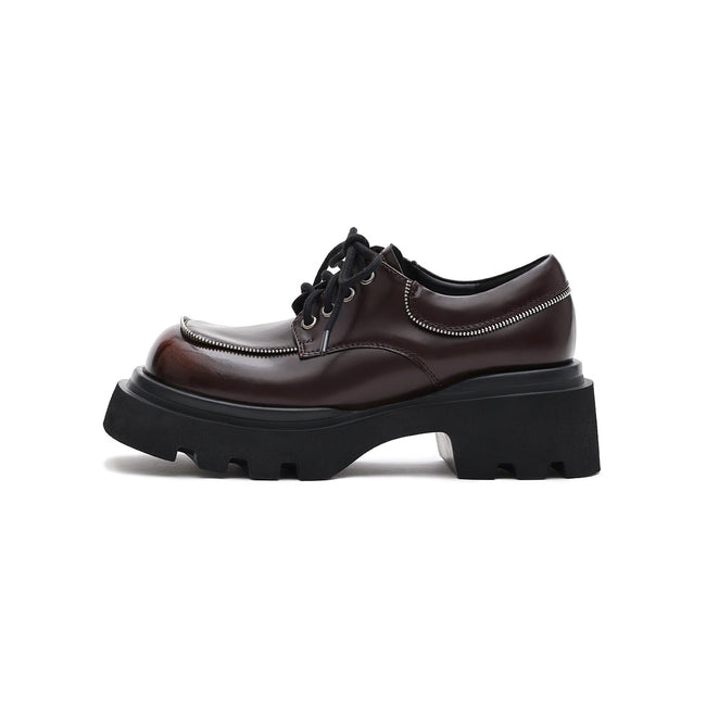 Versatile Chunky Round-Toe Leather Shoes-5