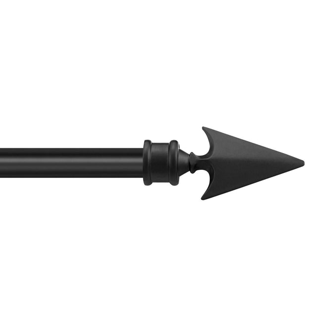 Extendable Black Metal Curtain Pole with Arrow Finial - 36-66
