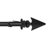 Extendable Black Metal Curtain Pole with Arrow Finial - 36-66
