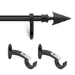 Extendable Black Metal Curtain Pole with Arrow Finial - 36-66