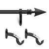 Extendable Black Metal Curtain Pole with Arrow Finial - 36-66