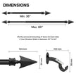 Extendable Black Metal Curtain Pole with Arrow Finial - 36-66