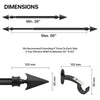 Extendable Black Metal Curtain Pole with Arrow Finial - 36-66