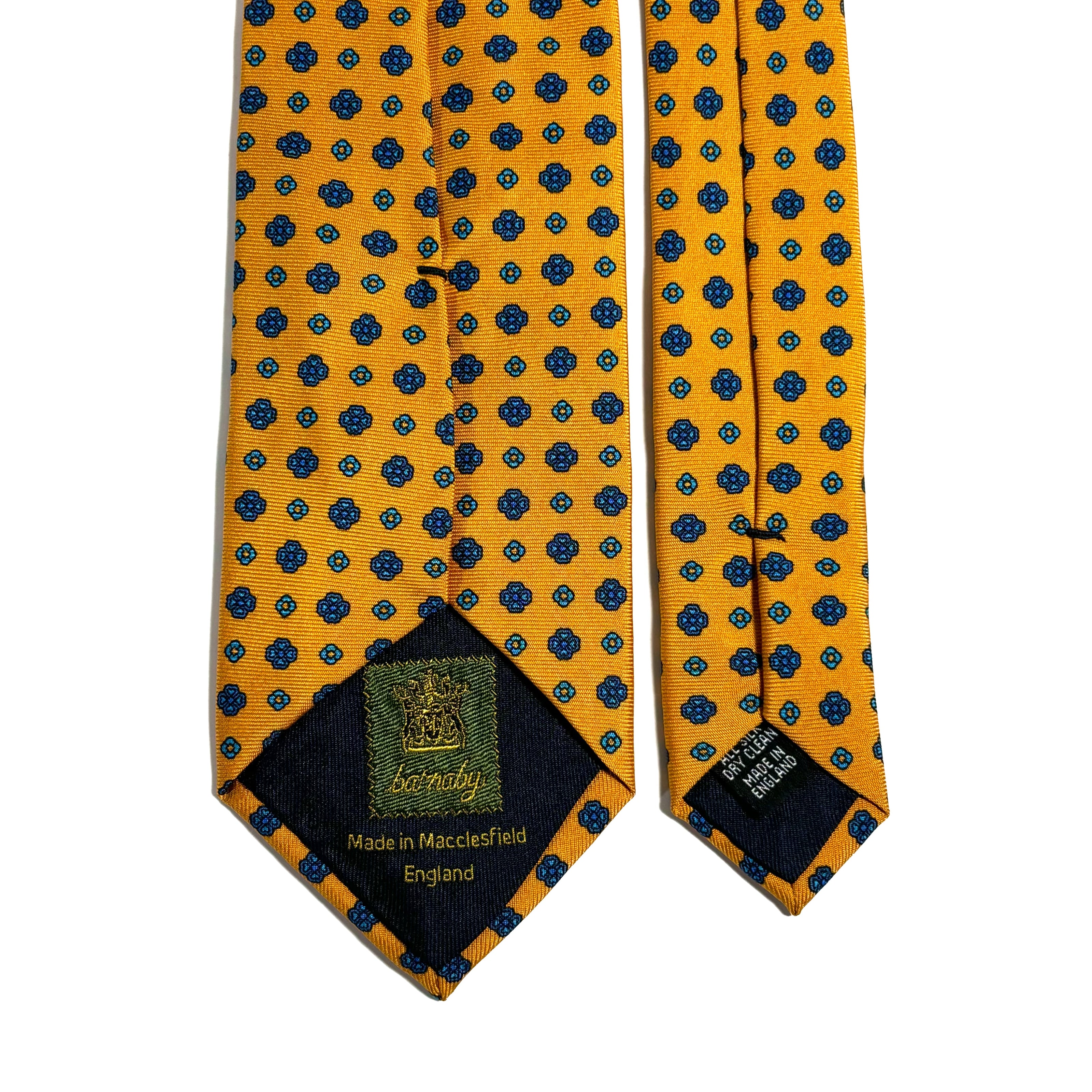 Marigold Yellow Floral Printed Silk Tie-3