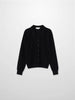 Wool Blend Collared Cardigan-Black-1
