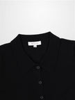 Wool Blend Collared Cardigan-Black-3