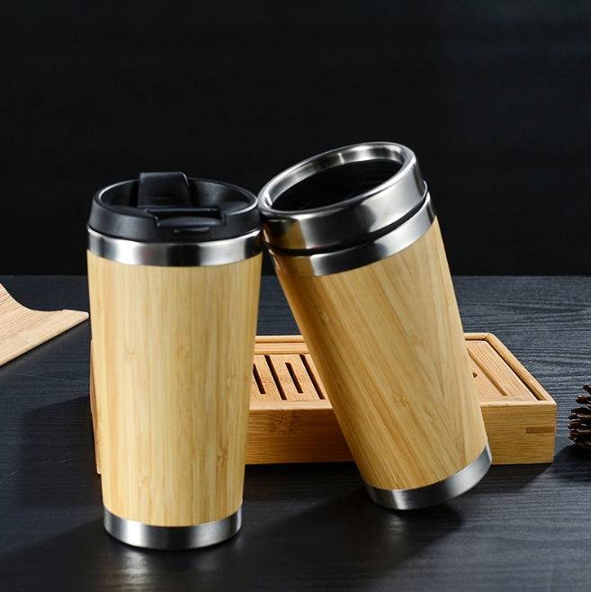 Leakproof 14oz Bamboo Travel Mug Thermal Insulating Eco Friendly Coffee Cup.-0