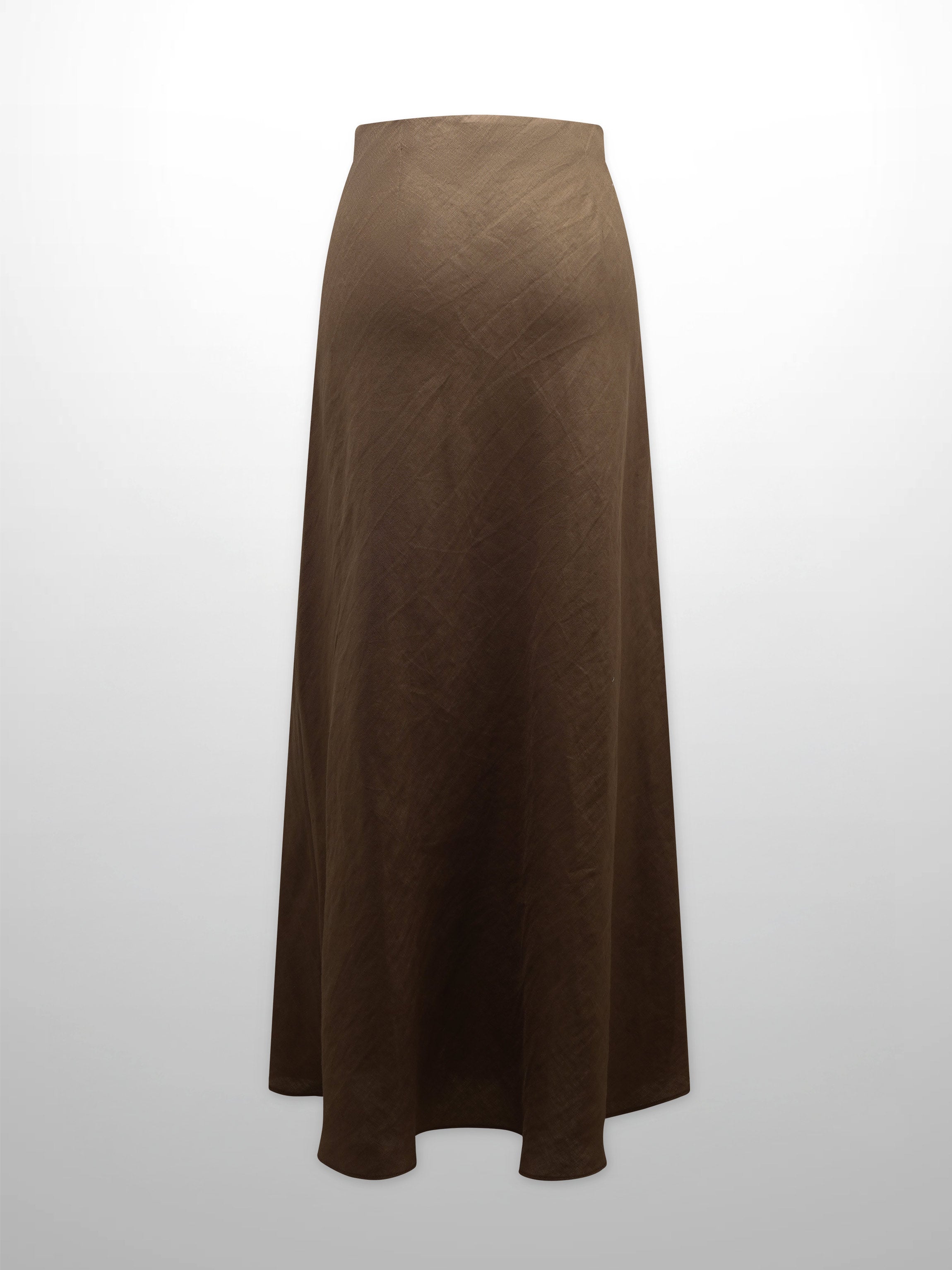 Linen Slip Skirt-Brown