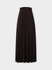 Wool Blend  Pleated Skirt-Dark Brown-0