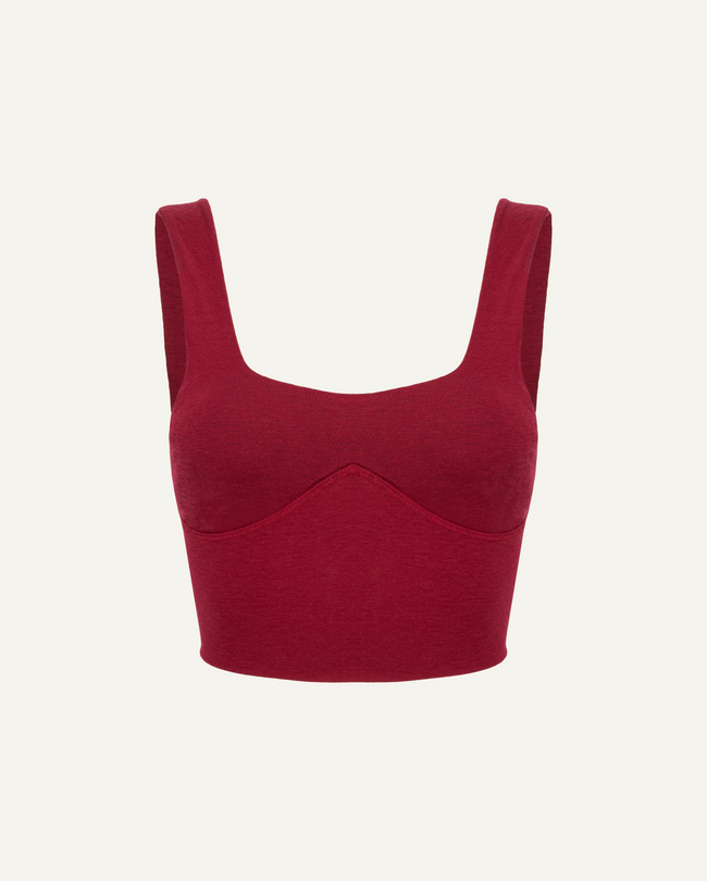Women's Lyocell/Wool Sports Bra - Burgundy-0