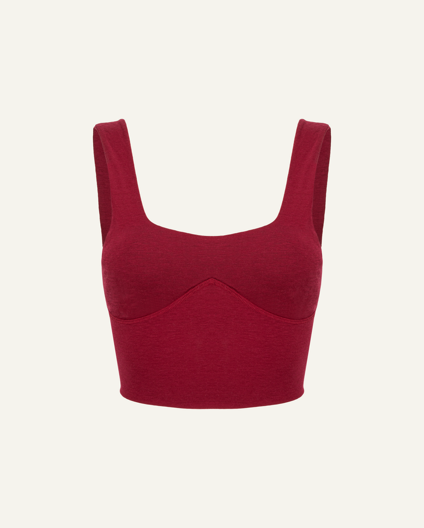 Women's Lyocell/Wool Sports Bra - Burgundy-0
