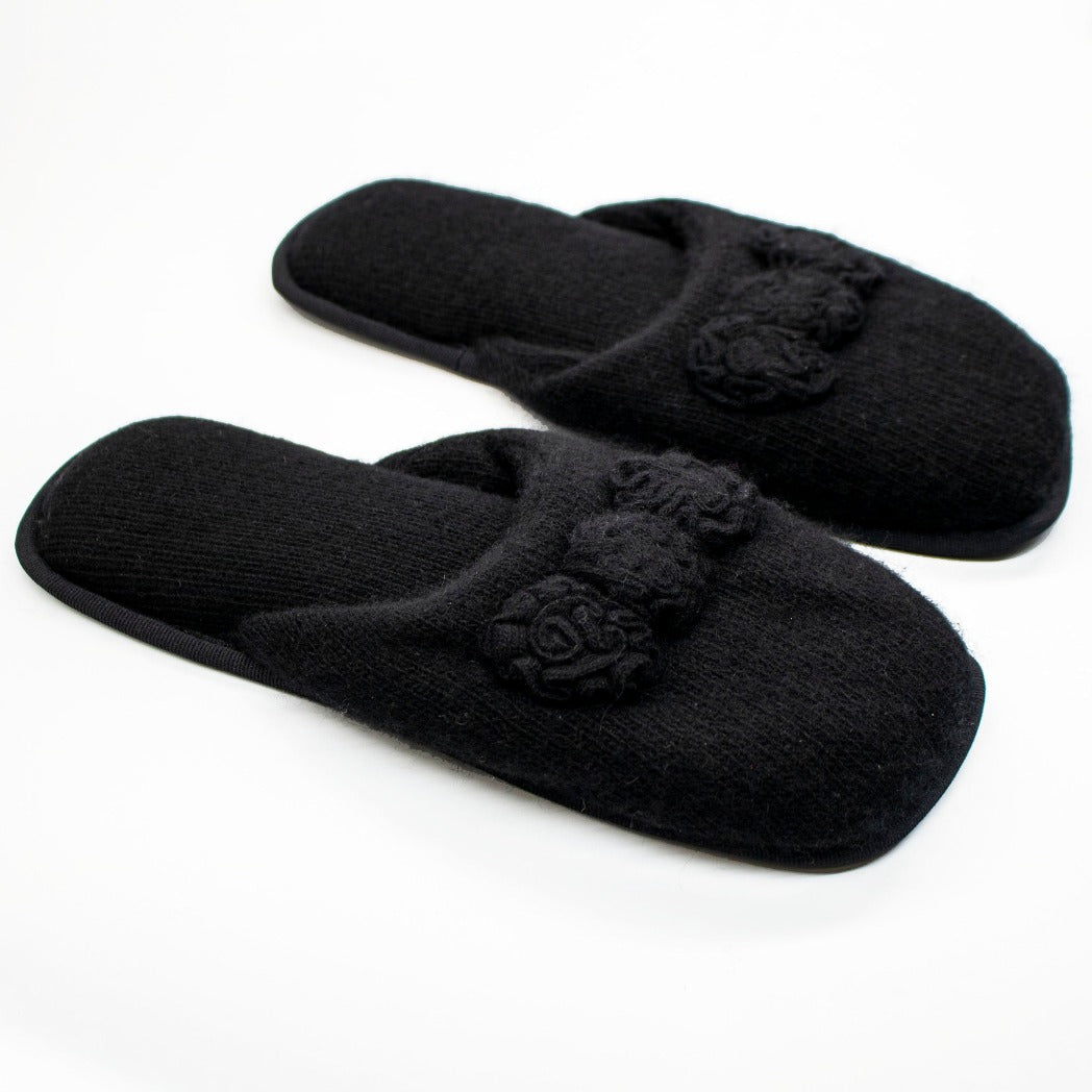 Luxury 100% Cashmere Ladies Slippers with Suede Sole-0
