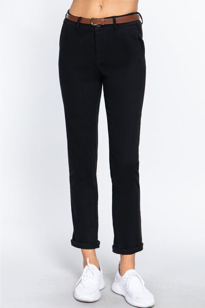 ACTIVE BASIC Cotton-Span Twill Straight Pants-2