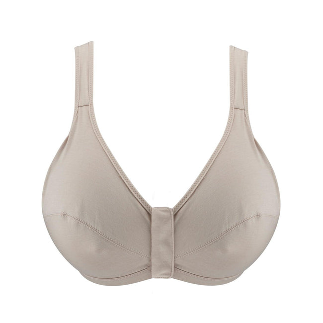 Ivory - Full Cup Front Closure Silk & Organic Cotton Wireless Bra-0