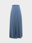 Wool Blend Pleated Skirt-Denim Blue-1