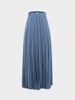 Wool Blend Pleated Skirt-Denim Blue-1