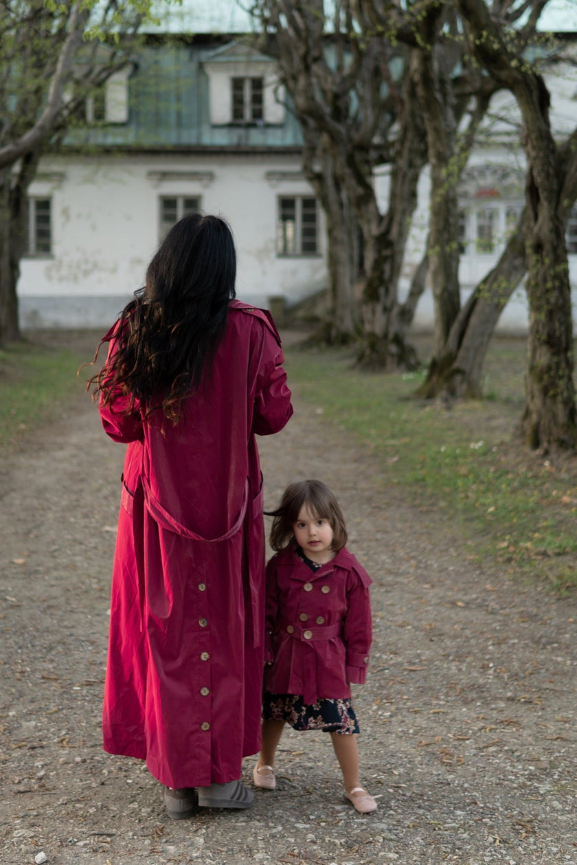 Trench Coat - Burgundy Red-3