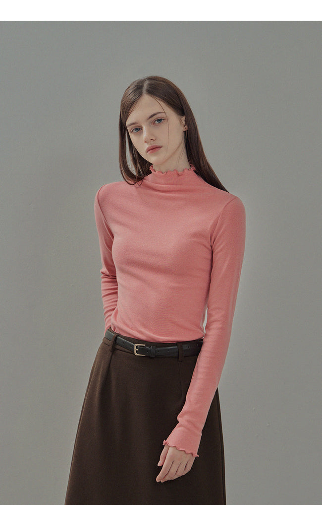 [TWEE] Ciris Wool Frill Turtleneck T-shirt-1