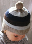 Luxury Baby Striped Earflap Cashmere Hat with Pom Poms 3-6M to 9-12M Sizes-2