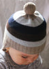 Luxury Baby Striped Earflap Cashmere Hat with Pom Poms 3-6M to 9-12M Sizes-2
