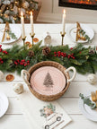 Bread Warmer & Basket Gift Set with Tea Towel - Christmas Tree Round