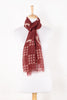 Circle and Chevron Square Print Linen Cotton Scarf - Terracotta-0
