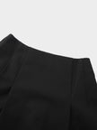 Top Pleat Wool Blend Midi Skirt-Black-2