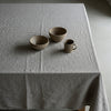 English Grey Linen Tablecloth - Organic Flax Textured Table Cover
