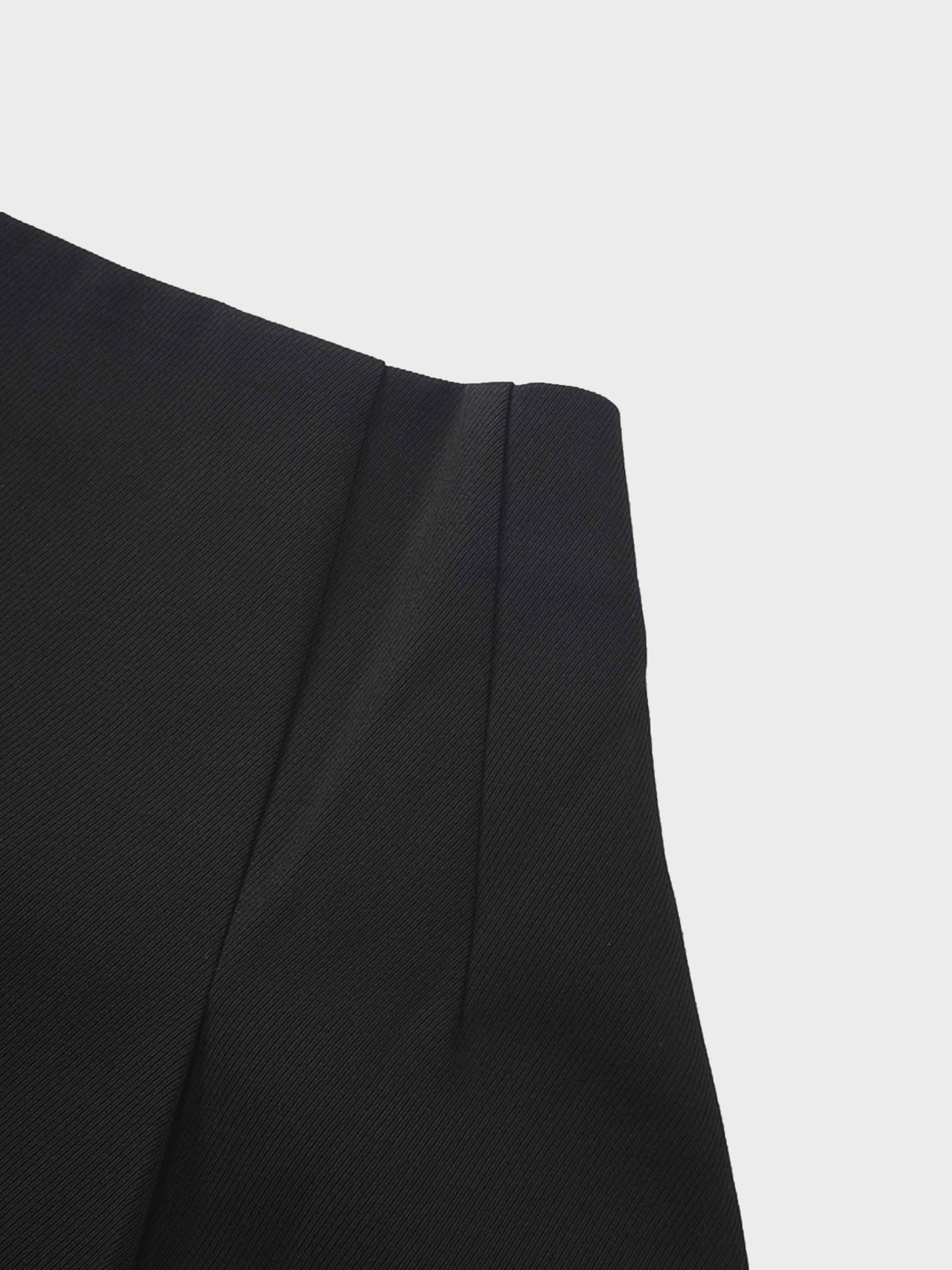 Top Pleat Wool Blend Midi Skirt-Black-3