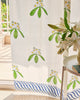 White & Green Hand Block Printed Linen Curtains | Frangipani Design