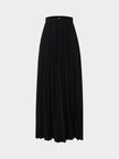 Wool Blend Pleated Skirt-Black-0