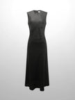 Linen A-Line Slip Dress-Black