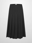 Stitch Down Pleated Wool Skirt-Black-0