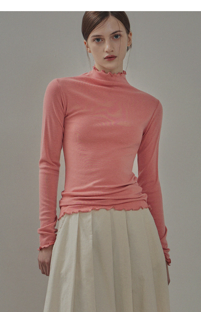 [TWEE] Ciris Wool Frill Turtleneck T-shirt-0