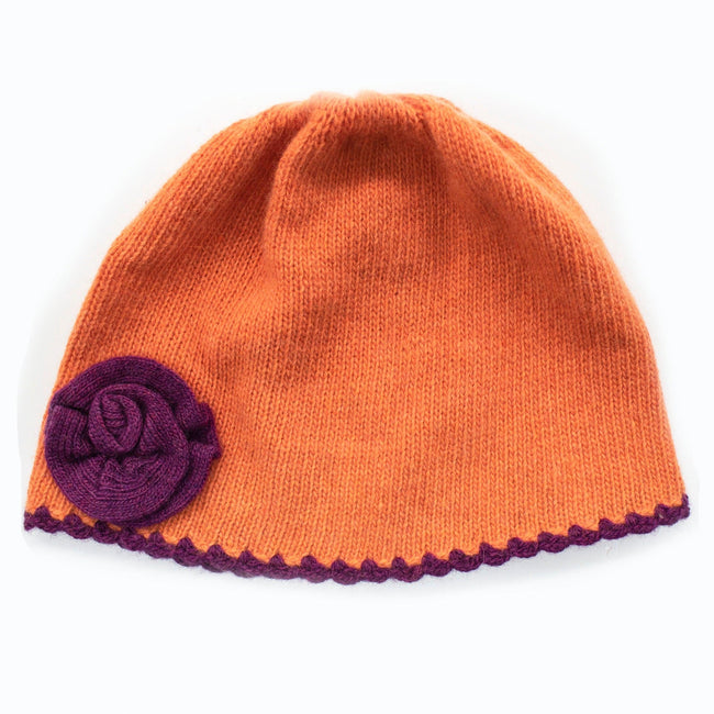 Cashmere Blend Kids Hat with Contrast Flower-0