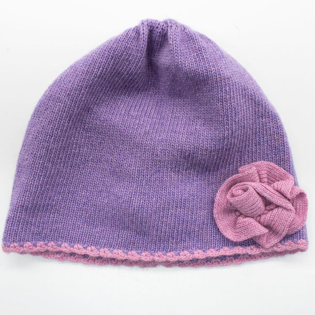 Cashmere Blend Kids Hat with Contrast Flower-4