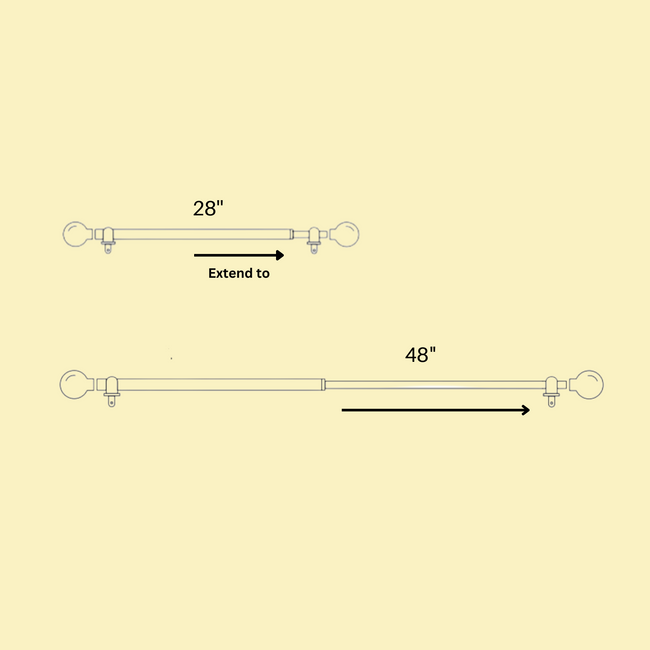 Black Double Curtain Pole | Brown Ceramic Finials | Rustproof | 25KG Load | Traditional Style