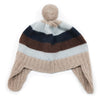 Luxury Baby Striped Earflap Cashmere Hat with Pom Poms 3-6M to 9-12M Sizes-0