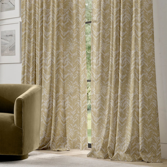 Chevron Geometric Print Linen Blend Curtains | Pinch & Euro Pleats | Standard & Custom Sizes