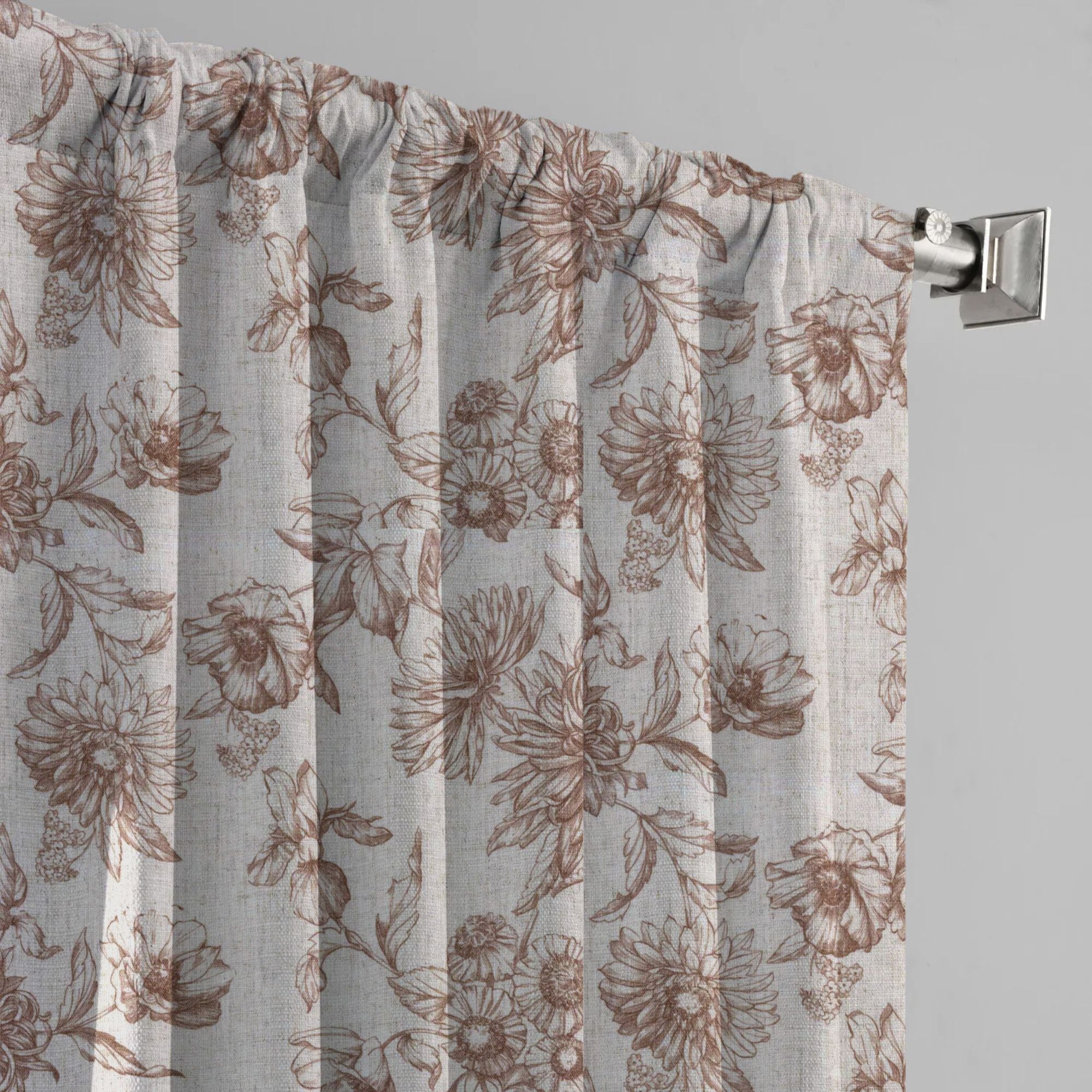 Hand-Painted Floral Linen Curtains | Made to Measure | Blackout & Cotton Lining Options | Single & Pair