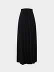 Wool Blend Pleated Skirt-Black-1