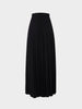 Wool Blend Pleated Skirt-Black-1