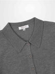 Wool Blend Collared Cardigan-Grey-2