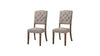 Set of Two Tufted Cream and Brown Upholstered Linen Open Back Dining Side Chairs-1
