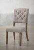 Set of Two Tufted Cream and Brown Upholstered Linen Open Back Dining Side Chairs-4
