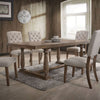Set of Two Tufted Cream and Brown Upholstered Linen Open Back Dining Side Chairs-5